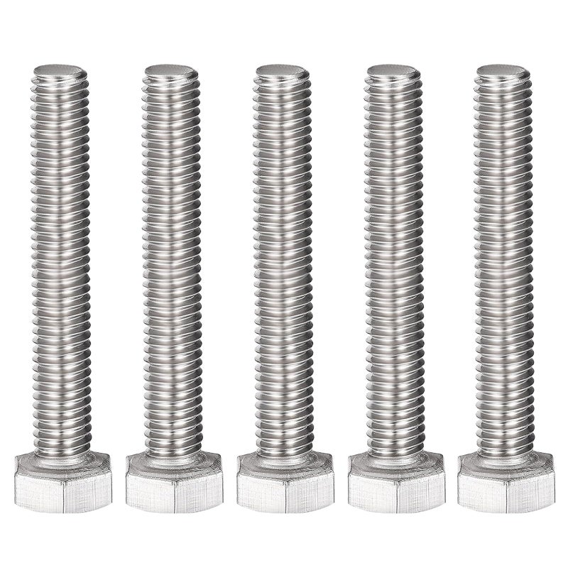 MroMax 5Pcs M8-1.25 Hex Bolts, M8 x 50mm Hex Head Screws Bolts, 304 Stainless Steel 18-8, Fully Threaded, External Hex Drive, for Mounting Chair, Rail, Wheels, Boat and Plastic Bumpers - Image 1